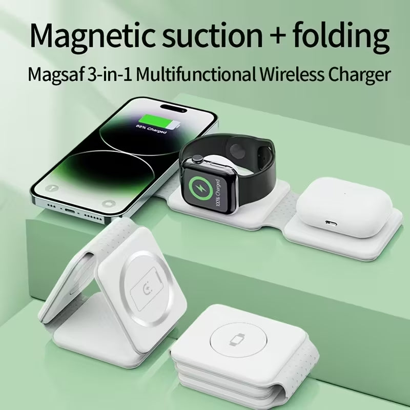 Station de Charge 3-en-1 Sans Fil – Ultra Légère & Pliable